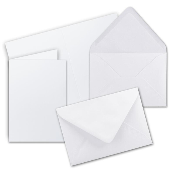 50x DIN B6 Faltkarten Set mit Umschlägen - Hochweiss (Weiß) - 115 x 170 mm - ideal für Einladungskarten, Hochzeit, Taufe, Kommunion, Konfirmation - Marke: FarbenFroh