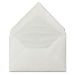 50 Stück C6 Vintage Brief-Umschläge, Büttenpapier, 11,4 x 16,2 cm, Weiß halbmatt - gefütterte Brief-Kuverts