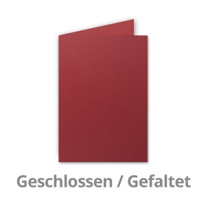 Faltkarten SET mit Brief-Umschlägen DIN A6 / C6 in Dunkelrot / Weinrot - 50 Sets - 14,8 x 10,5 cm - Premium Qualität - Serie FarbenFroh