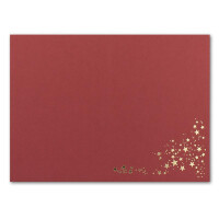 Faltkarten DIN B6 - Dunkelrot mit goldenen Metallic Sternen - 25 Stück - 11,5 x 17 cm - blanko für Drucker geeignet Ideal für Weihnachtskarten - Marke: NEUSER FarbenFroh
