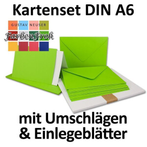 50x Faltkarten SET DIN A6/C6 mit Brief-Umschlägen in Hell-Grün - inklusive Einleger - 14,8 x 10,5 cm - Premium Qualität - FarbenFroh
