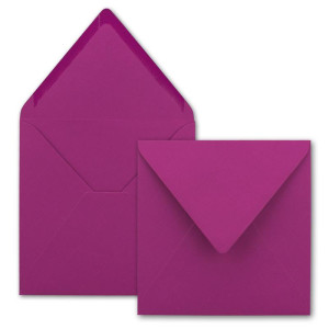 50x Quadratische Briefumschläge in Amarena - 15,5 x 15,5 cm - ohne Fenster, mit Nassklebung - 110 g/m² - Für Einladungskarten zu Hochzeit, Geburtstag und mehr - Serie FarbenFroh