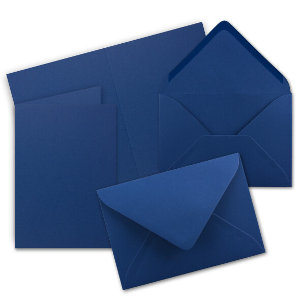 20x Faltkarten Set mit Briefumschlägen DIN A6 / C6 - Dunkelblau (Blau) - 14,8 x 10,5 cm (105 x 148) - Doppelkarten Set - Serie FarbenFroh