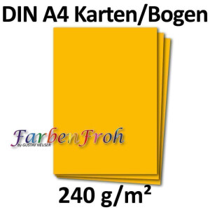 100 DIN A4 Papier-bögen Planobogen - Honiggelb (Gelb) - 240 g/m² - 21 x 29,7 cm - Bastelbogen Ton-Papier Fotokarton Bastel-Papier Ton-Karton - FarbenFroh