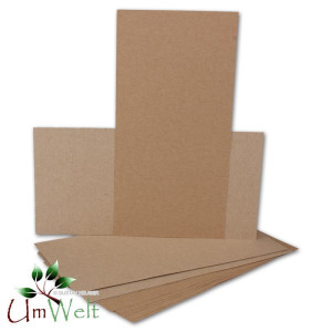50x Einlegeblätter / Einlegepapier für DIN Lang Karten, Recycling - Naturfarbe braun/grau, 205 x 102 mm (100% natubelassenes Material - FSC-zertifiziert)