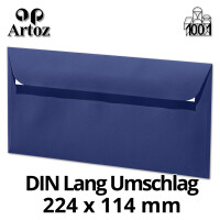 ARTOZ 25x Briefumschläge DIN Lang Classic Blue 100 g/m² selbstklebend - DL 224x114 mm - Kuvert ohne Fenster - Umschläge mit Haftklebung Abziehstreifen