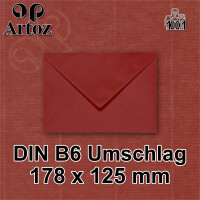 ARTOZ 25x Briefumschläge gerippt - Weinrot - DIN B6 178 x 125 mm - Kuvert ohne Fenster - Umschläge mit Nassklebung - Spitze Verschlusslasche