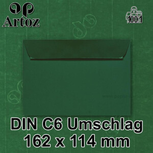ARTOZ 25x Briefumschläge DIN C6 Racing Green (Grün) - 16,2 x 11,4 cm - haftklebend - gerippte Kuverts ohne Fenster - Serie Artoz 1001