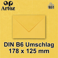 ARTOZ 25x Briefumschläge gerippt - Sonnengelb - DIN B6 178 x 125 mm - Kuvert ohne Fenster - Umschläge mit Nassklebung - Spitze Verschlusslasche