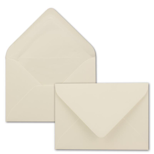 200 Briefumschläge in Naturweiss mit weißem Innenfutter - Kuverts in DIN B6 Format  - 12,5 x 17,6 cm - Seidenfutter - Nassklebung