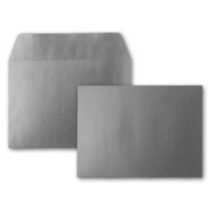 100x Silber-Metallic Brief-Umschläge DIN C6 Format 11,4 x 16,2 cm - Haftklebung - Kuverts ohne Fenster - Weihnachten, Grußkarten & Einladungen
