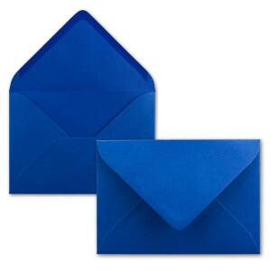 50x Brief-Umschläge Format B6 - Royalblau - Königsblau- 12 x 17,5 cm - Nassklebung mit spitzer Klappe - 110 g/m² - Einladungs-Kuverts
