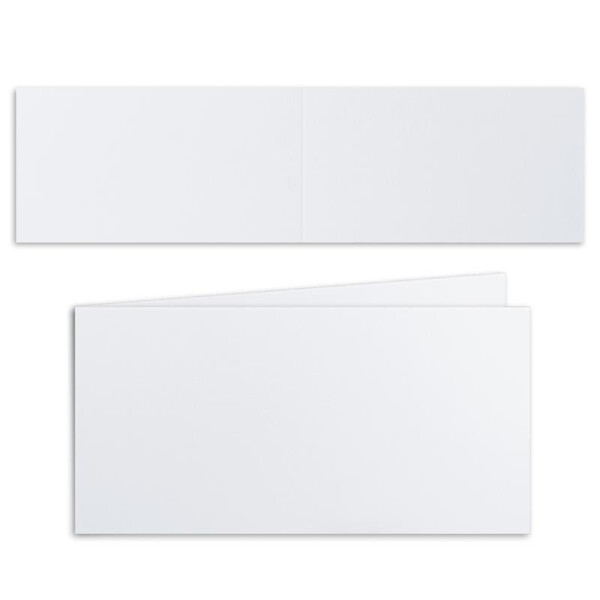 100x Falt-Karten DIN Lang - Hochweiß (Weiß) - querdoppelt-langdoppelt 10,5 x 21 cm - Blanko Doppelkarten - Klappkarten für Einladungen und Grußkarten zu Weihnachten und Geburtstag