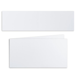 100x Falt-Karten DIN Lang - Hochweiß (Weiß) - querdoppelt-langdoppelt 10,5 x 21 cm - Blanko Doppelkarten - Klappkarten für Einladungen und Grußkarten zu Weihnachten und Geburtstag
