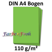50x DIN A4 Papier - Hellgrün (Grün) - 110 g/m² - 21 x 29,7 cm - Briefpapier Bastelpapier Tonpapier Briefbogen - FarbenFroh by GUSTAV NEUSER