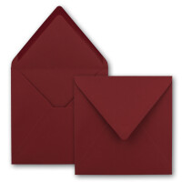 25x Quadratische Briefumschläge in Dunkelrot (Rot) - 15,5 x 15,5 cm - ohne Fenster, mit Nassklebung - 110 g/m² - Für Einladungskarten zu Hochzeit, Geburtstag und mehr - Serie FarbenFroh