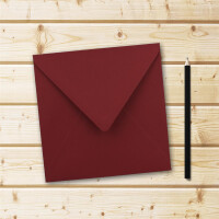 25x Quadratische Briefumschläge in Dunkelrot (Rot) - 15,5 x 15,5 cm - ohne Fenster, mit Nassklebung - 110 g/m² - Für Einladungskarten zu Hochzeit, Geburtstag und mehr - Serie FarbenFroh