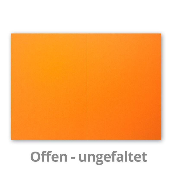 DIN A5 Faltkarten - Orange - 25 Stück - Einladungskarten - Menükarten - Kirchenheft - Blanko - 14,8 x 21 cm - Marke FarbenFroh by Gustav Neuser