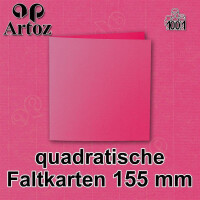 ARTOZ 50x quadratische Faltkarten - Fuchsia (Pink) - 155 x 155 mm Karten blanko zum Selbstgestalten - 220 g/m² gerippt