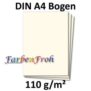100x DIN A4 Papier - Naturweiß (Weiß) - 110 g/m² - 21 x 29,7 cm - Briefpapier Bastelpapier Tonpapier Briefbogen - FarbenFroh by GUSTAV NEUSER