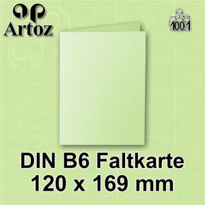 ARTOZ 50x DIN B6 Faltkarten - Birkengrün (Grün) gerippt 120 x 169 mm Klappkarten blanko - Karten zum selbstgestalten mit 220 g/m² edle Egoutteur-Rippung - Serie 1001