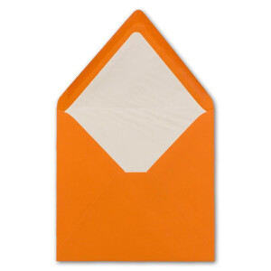 50x Briefumschläge Quadratisch 16 x 16 cm Orange - Umschläge mit weißem Seidenfutter - Kuverts ohne Fenster & mit Nassklebung - Für Einladungskarten zu Hochzeit und Geburtstag