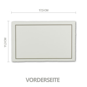 50 Stück Trauer-Karte ohne Falz aus Büttenpapier, 225 g/m², naturweiße Oberfläche mit grauem Trauer-Rand, Größe B6 - 11,3 x 17,5 cm