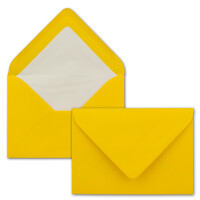 100 Briefumschläge in Honiggelb mit weißem Innenfutter - Kuverts in DIN B6 Format  - 12,5 x 17,6 cm - Seidenfutter - Nassklebung