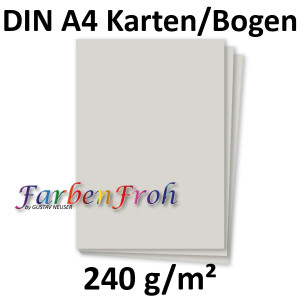 100 DIN A4 Papier-bögen Planobogen - Hellgrau (Grau) - 240 g/m² - 21 x 29,7 cm - Bastelbogen Ton-Papier Fotokarton Bastel-Papier Ton-Karton - FarbenFroh