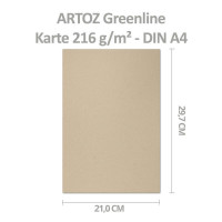 ARTOZ 25x Bastelkarte DIN A4 - Farbe: dessert (hellbraun cappuccino) - 21 x 29,7 cm - 216 g/m² - Einzelkarte ohne Falz - dickes Bastelpapier - Serie Green-Line