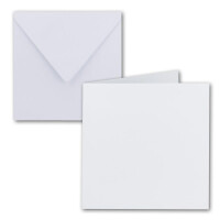 50x Quadratisches Falt-Karten-Set - 15 x 15 cm - mit Brief-Umschlägen - Hochweiß - Nassklebung - für Grußkarten, Einladungen & mehr