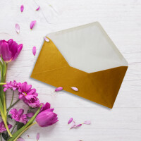 25 Brief-Umschläge Gold Metallic DIN Lang - 110 x 220 mm (11 x 22 cm) - Nassklebung ohne Fenster - Ideal für Einladungs-Karten - Serie FarbenFroh