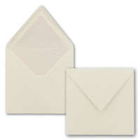 25x Briefumschläge Quadratisch 16 x 16 cm Naturweiß - Umschläge mit weißem Seidenfutter - Kuverts ohne Fenster & mit Nassklebung - Für Einladungskarten zu Hochzeit und Geburtstag