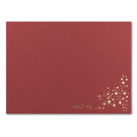 25x Faltkarten DIN A6 - Dunkelrot mit goldenen Metallic Sternen - 10,5 x 14,8 cm - Einladungskarten zu Weihnachten - Marke: FarbenFroh by GUSTAV NEUSER