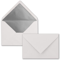Kuverts Weiß - 25 Stück - Brief-Umschläge DIN C6 - 114 x 162 mm - 11,4 x 16,2 cm - Nassklebung - matte Oberfläche & Silber-Metallic Fütterung - ohne Fenster - für Einladungen