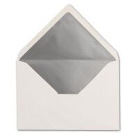 Kuverts Weiß - 25 Stück - Brief-Umschläge DIN C6 - 114 x 162 mm - 11,4 x 16,2 cm - Nassklebung - matte Oberfläche & Silber-Metallic Fütterung - ohne Fenster - für Einladungen
