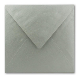 25x Briefumschläge Quadratisch 16 x 16 cm Silber Metallic - Umschläge mit weißem Seidenfutter - Kuverts ohne Fenster & mit Nassklebung - Für Einladungskarten zu Hochzeit und Geburtstag