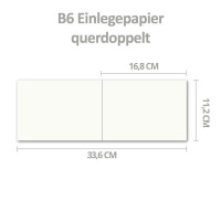 50x faltbares Einlege-Papier, quer-doppelt, für B6 Doppelkarten - creme - 112 x 336 mm (112 x 168 mm gefaltet) - ideal zum Bedrucken mit Tinte und Laser - hochwertig mattes Papier von GUSTAV NEUSER