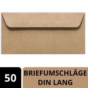 25 Sand-Braun Kraftpapier-Umschläge DIN C6 ohne Fenster ÖKO recycelte Kuverts