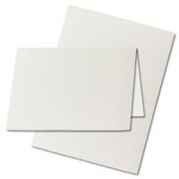 50x B6 Vintage Faltkarten, Büttenpapier, 113 x 175 mm - hoch-doppelt, Natur-Weiß 240 g/m² - Vellum Oberfläche - Karten aus Büttenpapier