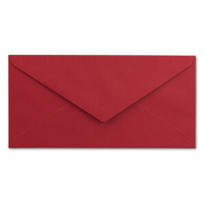 100 Brief-Umschläge DIN Lang - Dunkel-Rot mit Gold-Metallic Innen-Futter - 110 x 220 mm - Nassklebung - festliche Kuverts für Weihnachten