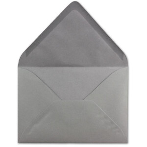 25x Brief-Umschläge Format B6 - Graphit - Dunkel-Grau- 12 x 17,5 cm - Nassklebung mit spitzer Klappe - 110 g/m² - Einladungs-Kuverts