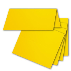 50x Tischkarten in Honiggelb (Gelb) - 4,5 x 10 cm - blanko - Doppel-Karten - als Platzkarten und Namenskarten für Hochzeit und Feste