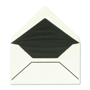 50 Stück gefütterte Trauerumschläge aus echtem Büttenpapier, naturweiß gehämmerte Oberfläche mit schwarzem Trauer-Rand, 11,8 x 18,2 cm, ca. B6