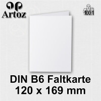 ARTOZ 50x DIN B6 Faltkarten - Blütenweiß (Weiß) gerippt 120 x 169 mm Klappkarten blanko - Karten zum selbstgestalten mit 220 g/m² edle Egoutteur-Rippung - Serie 1001
