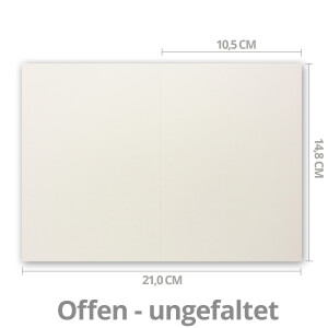 50x Falt-Karten DIN A6 in Naturweiß (Creme Weiß) - 10,5 x 14,8 cm - Blanko - Doppel-Karten - 250 g/m²
