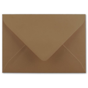 50x Briefumschläge B6 - 17,5 x 12,5 cm - Kastanienbraun - Nassklebung mit spitzer Klappe - 120 g/m² - Für Hochzeit, Gruß-Karten, Einladungen