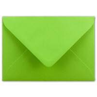 50x Brief-Umschläge Format B6 - Hell-Grün- 12 x 17,5 cm - Nassklebung mit spitzer Klappe - 110 g/m² - Einladungs-Kuverts