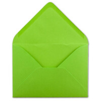 50x Brief-Umschläge Format B6 - Hell-Grün- 12 x 17,5 cm - Nassklebung mit spitzer Klappe - 110 g/m² - Einladungs-Kuverts