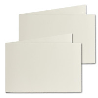 50x B6 Vintage Faltkarten, Büttenpapier, 113 x 175 mm - quer-doppelt, Natur-Weiß 240 g/m² - Vellum Oberfläche - Karten aus Büttenpapier
